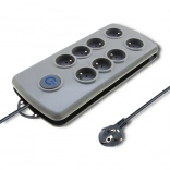 Prenapetostni zaščitni podaljšek Quick Switch, 8 vtičnic, 2,5 m, siva