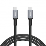 AUKEY kabel USB‑C na USB‑C 2 m, 60 W, hitro polnjenje, pleten najlon, črn