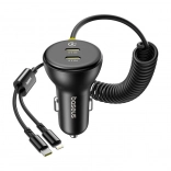 Avtopolnilnik BASEUS 60 W z kablom Lightning in USB‑C (črna)