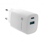 Natec Ribera GaN USB polnilnik z 1x USB-A in 1x USB-C 30W bel