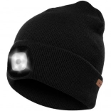 Zimska kapa s LED lučko USB - Črna Beanie