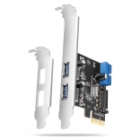 krmilnik pcie axagon z 2× usb-a in 2× notranjim usb 5 gbps, uasp, nizek profil, napajanje sata