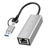 Adapter USB‑A/USB‑C na 2,5G Ethernet, siv