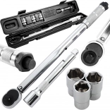 Komplet momentnega ključa 1/2'' 40–210 Nm z nasadnimi glavicami 17/19/21 in kovčkom