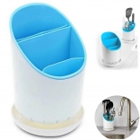 Organizator za kuhinjski pribor z odcejalnikom, moder