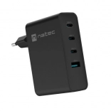 Omrežni polnilec Natec Ribera GaN 3x USB‑C + 1x USB‑A 100 W črna