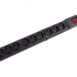 Prenapetostna zaščitna letva Multi M9, 1,5 m, črna (9 vtičnic)