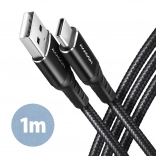 USB kabel Axagon USB-C na USB-A, 1m, črna