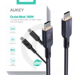 USB-C kabel Aukey z LED zaslonom in pleteno površino
