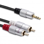 Avdio kabel 2x RCA na 3,5 mm mini jack, 3 m, črn