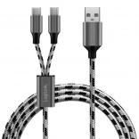 Opleten kabel USB 2.0 USB‑A na Micro USB + USB‑C 1,2 m