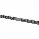 PDU napajalni trak 19" RACK, 12x vtičnica Schuko, 2x 2 m vtikač Unischuko, 16 A, prenapetostna zaščita, aluminijast profil