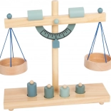 Lesena tehtnica s skledami za otroke, sivo-modra