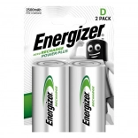 Polnilne baterije D ENERGIZER Power Plus 2500 mAh, 2 kosi, prednapolnjene