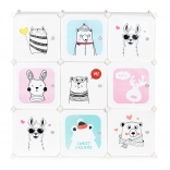 otroška modularna omarica z 9 vrati z živalskimi motivi ModernHome