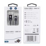 USB kabel USB 3.0 - USB-C 2m Premium 3A črn