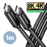 AXAGON USB‑C na USB‑C kabel USB4 40 Gb/s, PD 240 W, 8K, 1 m, aluminij, opleten, črn