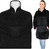 Odebeljena oversize jopa-odeja, črna