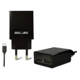Omrežni polnilnik BELINE 2× USB + USB‑C 2 A črna