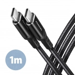 Kabel USB‑C na USB‑C 1 m, Power Delivery 60 W, 3 A, črna