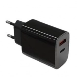 Omrežni polnilec 20 W z USB‑C in USB‑A s Power Delivery, črna