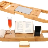 Bambusova polica za kad Domači spa – raztegljiv pladenj za kad