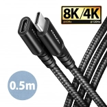 AXAGON podaljševalni kabel USB‑C na USB‑C 0,5 m, 20 Gbps, 240 W, pleten, črn