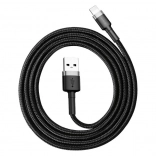 Polnilni in podatkovni kabel Lightning–USB 1 m, 2,4 A Baseus Cafule sivo‑črn