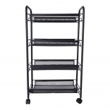 Kopalnični in kuhinjski regal s štirimi prostornimi policami - črni