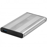 Aluminijasto zunanje ohišje za 2,5" SSD/HDD SATA, USB 3.0, srebrno