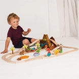 Lesena dinozavrska železniška proga BIGJIGS RAIL, 49 kosov