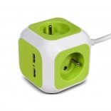 Kockasta podaljševalna vtičnica s 4x schuko in 2x USB, 1,4 m GREENBLUE Magic Cube