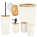 Kopalniški set 6 kosov bel z bambusovimi dodatki