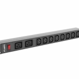 Lanberg rack napajalni razdelilec PDU 19" 1U, 16 A, 8× C13 + 2× C19, vhod C20 – črna