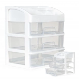 Organizator za kozmetiko s predelki in predali - bel