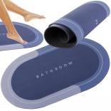 Hitro sušeča nedrseča kopalniška predpražnica BATHROOM, ovalna, modri odtenki 58 × 38 cm