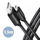 Axagon vrhunski Micro USB kabel - USB-A, 1,5 m, USB 2.0, 2,4 A z najlonskim opletenjem.