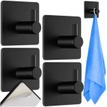 Samolepilni kovinski kavlji RUHHY, komplet 4 kosov – črni, brez vrtanja