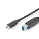 Povezovalni kabel USB 3.0 tip C na B, SuperSpeed 5 Gbps, Power Delivery, 1,8 m, črn