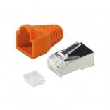 Konektorji RJ45 CAT6 z zaščitno kapico, 100 kos, oranžni