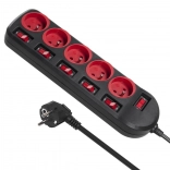 Podaljšek prenapetostna letvica MACLEAN ENERGY MCE204, 5 vtičnic z individualnimi stikali, 1,5 m