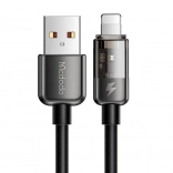 Mcdodo Lightning kabel z LED-indikatorjem, 1,8 m, 12 W, črn