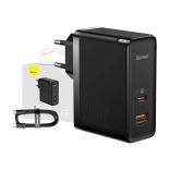 Baseus GaN hitri polnilec USB-C + USB, 100W črna