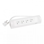 Kotna podaljševalna kabelska letev 4x vtičnica z ozemljitvijo 1 m bela