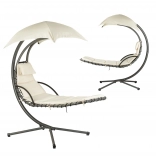 Viseči gugalni ležalnik s baldahinom, bež