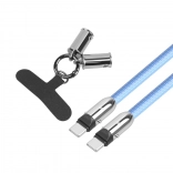 Moder USB‑C kabel 2v1 s trakcem za okoli vratu 1 m