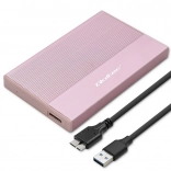 Aluminijasto ohišje za disk 2,5" SATA z USB 3.0, 5 Gb/s, do 2 TB – rožnato