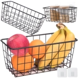 Viseča kovinska košara – kuhinjski in kopalniški organizator, črna