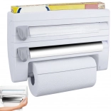 Stenski kuhinjski organizator 4 v 1 za folije in papirnate brisače s polico