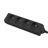 črni podaljšek 1,5 m, 4 vtičnice, bakren kabel